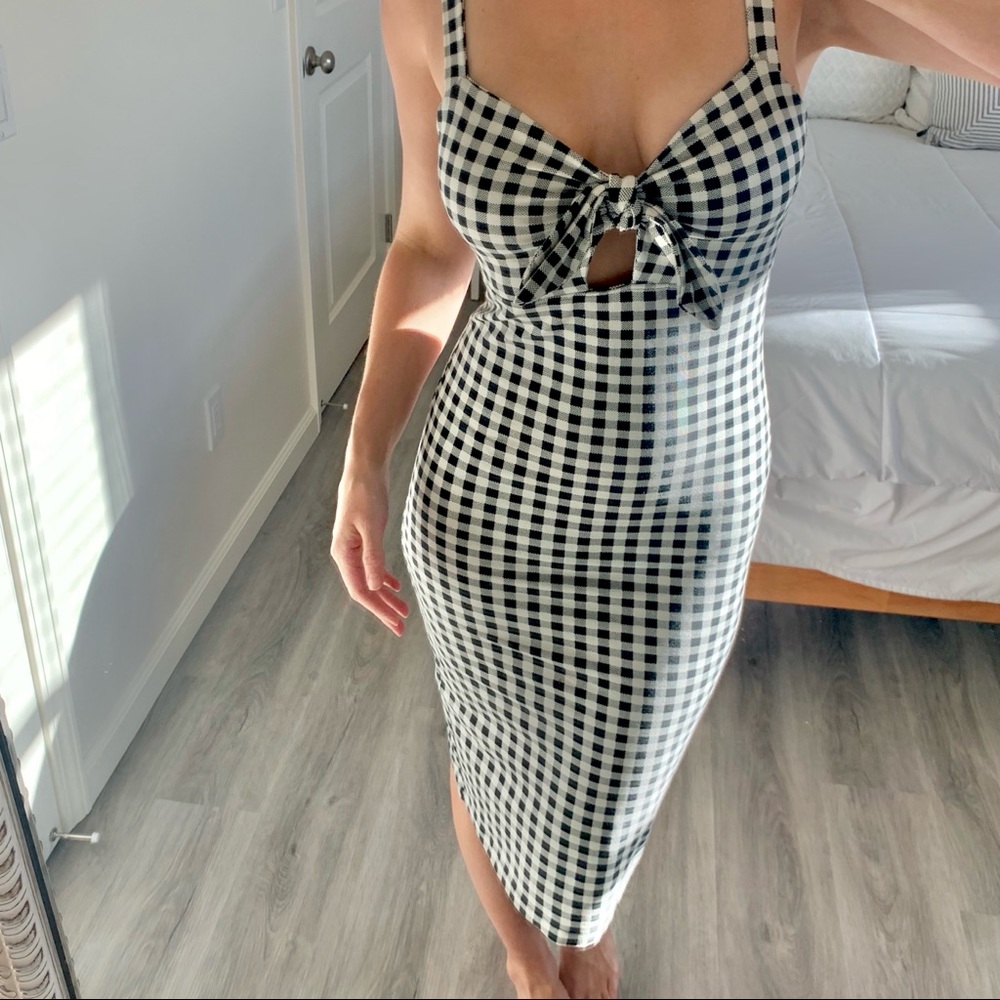 Gingham Tie Front Dress